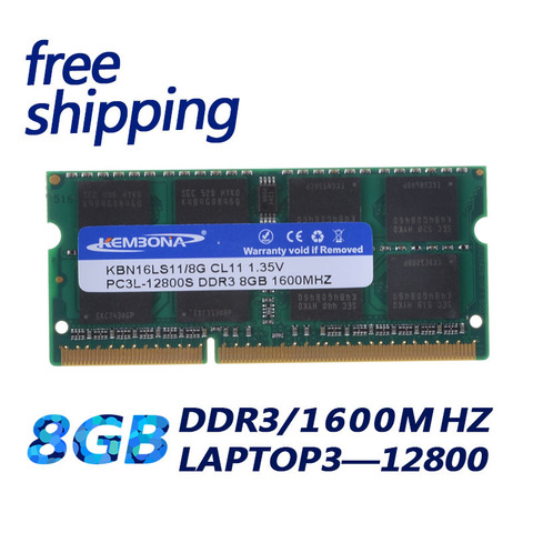 KEMBONA DDR3 Ram 1600 MHz 8 GB 1,35 V PC3L para portátil/ordenador portátil Sodimm Memoria Compatible con 1333 MHz 1066 MHz soporte de doble canal ► Foto 1/2