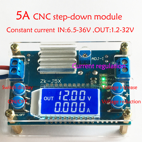 DC-DC Buck convertidor CC CV para 1,2-32 V 3,3 V 5 V 12 V 15 V 24 V amperímetro de voltímetro LCD digital de fuente de alimentación regulada ajustable 5A ► Foto 1/4