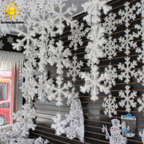 30 Uds blanco adornos navideños copos de nieve Festival Fiesta Decoración de casa decoración de Navidad Año nuevo regalo ► Foto 1/6