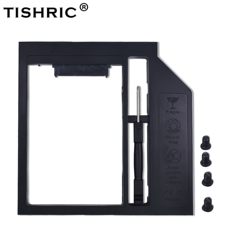 TISHRIC plástico Universal 2nd HDD Caddy 12,7mm SATA 3,0 para 2,5 ''7-12,5mm SSD caja de DVD caso del disco duro adaptador Optibay ► Foto 1/6