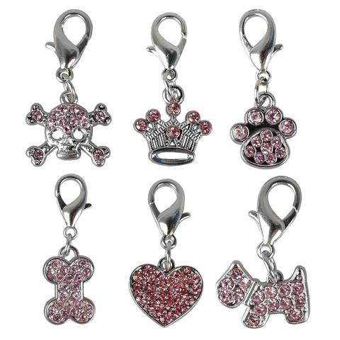 6 unids/lote Bling Rhinestone del gato del perro Accesorios del Collar del encanto de cristal colgante accesorio para Perros pequeños Accesorios Perros ► Foto 1/5