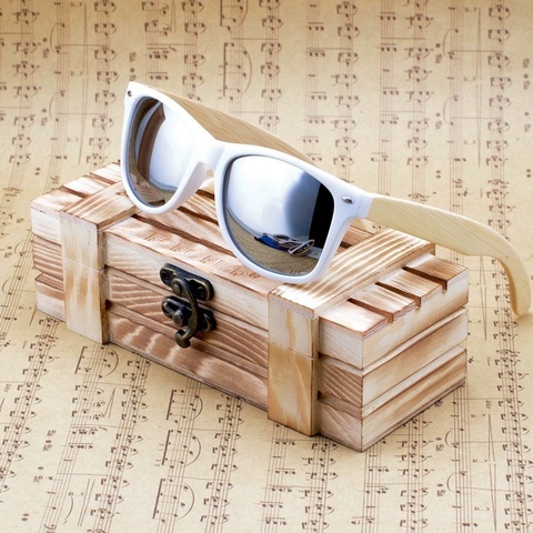 BOBO pájaro para mujer de bambú gafas de sol de madera blanco marco gafas con recubrimiento espejo y protección 400 UV lentes en caja de madera ► Foto 1/6