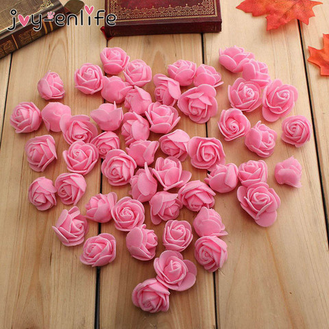 150 Uds 3cm de espuma Rosa ramo de flores Artificial Multicolor Rosa decoración floral para bodas Scrapbooking falsa flor rosa ► Foto 1/6