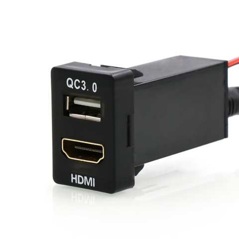 Coche QC3.0 cargador USB rápido con HDMI hembra uso para TOYOTA Camry Corolla Yaris RAV4... Reiz tierra crucero Montaña Rusa Vios Sienna ► Foto 1/6