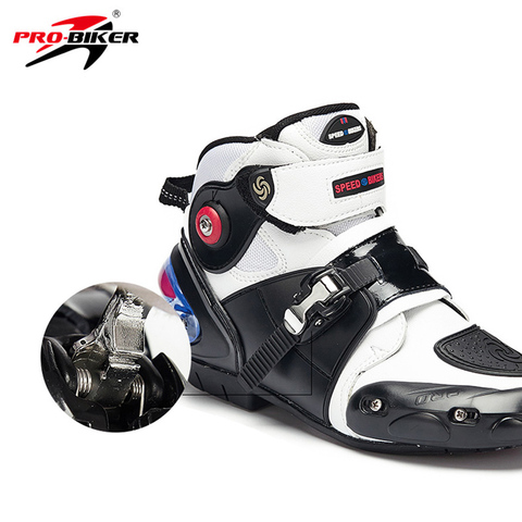 Botas cortas de Moto Pro antideslizantes, calzado al tobillo, de deporte, de microfibra y cuero, para motociclismo de carreras y motocross ► Foto 1/6
