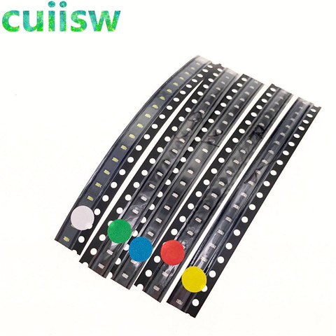 (100 unids/lote) SMD 0603 LED surtido Kit, Ultra brillante, Blanco/azul/Verde/amarillo/rojo, diodo emisor de luz ► Foto 1/2