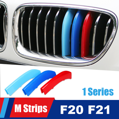 Para BMW serie 1 F20 F21 accesorios de Auto embellecedor de rejilla delantera deporte rayas parrilla M rendimiento tiras cubierta de Clip pegatinas ► Foto 1/6