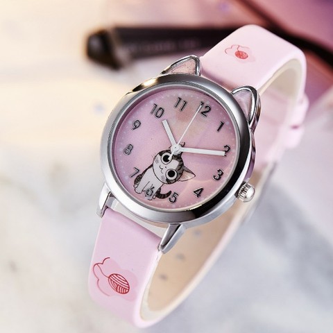 Reloj de pulsera de cuarzo para niños y niñas, cronógrafo con diseño de gato, a la moda ► Foto 1/6