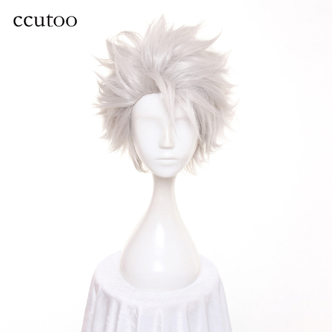 Ccutoo lejía para hombre Hitsugaya Toushirou corto plateado blanco capa mullida sintética Cosplay pelucas de pelo fibra de resistencia al calor ► Foto 1/6