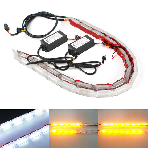 2 piezas de tira LED Flexible DRL luz de circulación diurna a prueba de agua de flujo secuencial de los faros de interruptor ► Foto 1/6