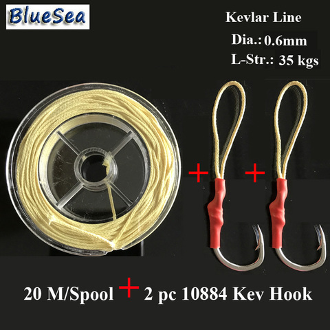 Bluesea 20 M/SPOOL 0.6mm 35 kgs 8 hilos trenzado ayudar anzuelos asistente ganchos Kevlar línea línea de pesca de alta fuerte ► Foto 1/2