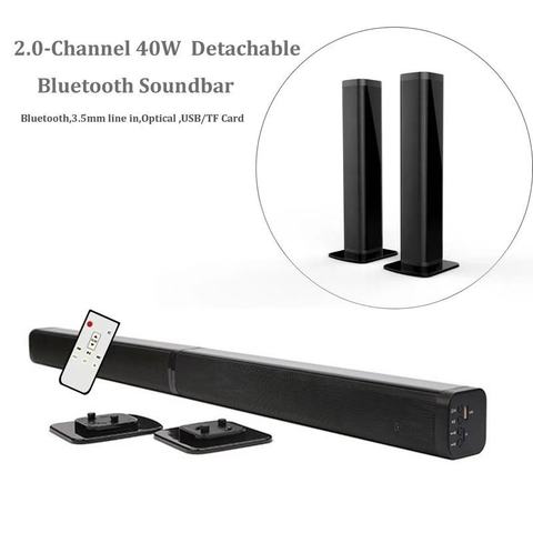 Barra de sonido de Bluetooth desmontable Ultra delgada de 37 pulgadas altavoz de cable subwoofer incorporado con óptico para TV LED ► Foto 1/6