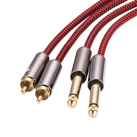 De Audio de alta fidelidad, Cable Dual 6,35mm a RCA Dual para mezclador consola amplificador 2 * RCA a 2*1/4 