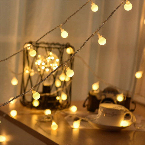 Guirnalda con luces redondas de Navidad, iluminación LED de decoración de interior, con pilas AA, 3M, 5M, 10M, para boda ► Foto 1/6
