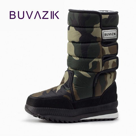 BUVAZIK-botas cálidas de invierno para hombre, botines de nieve impermeables con plataforma gruesa, botas militares hasta la rodilla para caza al aire libre, 47 ► Foto 1/1