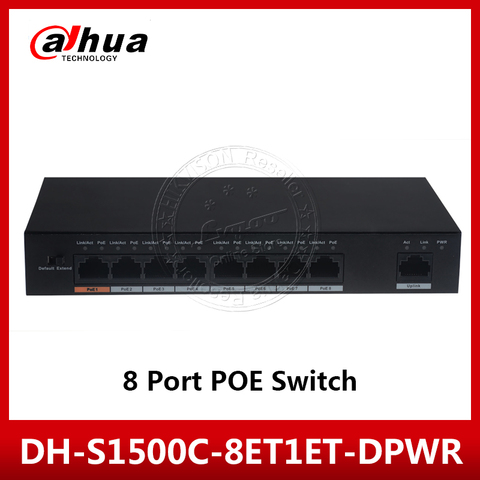 Dahua 8 puertos interruptor de POE, S1500C-8ET1ET-DPWR IEEE802.3af IEEE802.3at Hi-PoE 1*10/100Mbps 8*10/100 Mbps DH-S1500C-8ET1ET-DPWR ► Foto 1/1