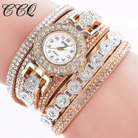 CCQ relojes de pulsera de diamantes de imitación de lujo para mujer relojes de pulsera casuales de cuarzo para mujer reloj de pulsera para mujer ► Foto 1/6