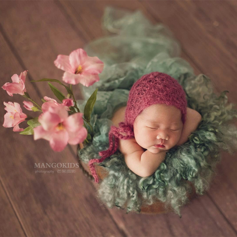 Sombrero para recién nacido, accesorios de fotografía, gorro de angora de Taiwán para atrezos para fotografía de bebés ► Foto 1/6