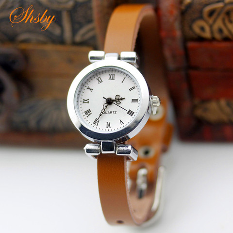 Shsby-Reloj de piel auténtica para mujer, de plata, vintage, ROMA ► Foto 1/5