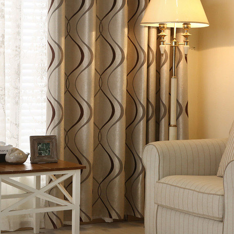 Cortinas de rayas onduladas de lujo gruesas para sala de estar dormitorio decoración del hogar cortinas opacas modernas listas para usar en China ► Foto 1/1