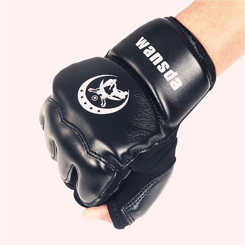 Guantes De MMA De medio dedo para hombre, PU, Kicki, Boxeo, Muay