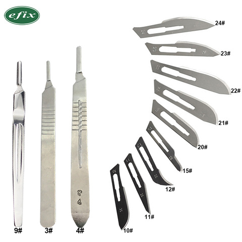 1 Juego de 10 cuchillas quirúrgicas de bisturí de acero al carbono 10 #-24 # + 1 pieza 4 # cuchillo de reparación de PCB ► Foto 1/6