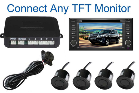Sistema de aparcamiento con 4 sensores visual coche Sensor de aparcamiento con vídeo Auto conectar coche Monitor de DVD y cámara de visión trasera ► Foto 1/6
