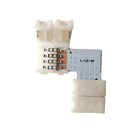 Conector LED de 4 pines en forma de L para codo de conexión, ángulo recto de 12mm, cinta ligera, ambiental, WS2801 APA102 ► Foto 1/3