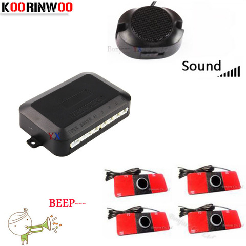 Koorinwoo-Kit de sensores de aparcamiento de coche, Radar de respaldo inverso, sistema de sonda de alerta de altavoz ajustable, 4 sensores, zumbador, indicador de 16,5mm ► Foto 1/6