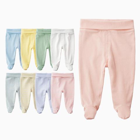 Bebé Unisex recién nacido Pantalones 0-3-6M bebé algodón de alta cintura pantalones, pantalones de bebé niños niñas bolsa pie pantalones incluso calcetines polainas de bebé ► Foto 1/6