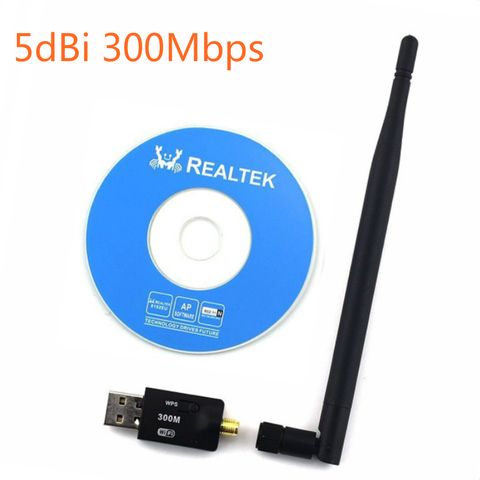 300Mbps 5dBi adaptador wifi USB Mini Dongle tarjeta de red LAN inalámbrica externa 2,4 GHz 802.11n/g/b para ordenador PC para Win 7 8 10 ► Foto 1/3