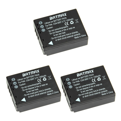 3Pcs1300mAh CGA-S007 CGA CGR S007E S007 S007A BCD10 baterías para Panasonic DMC TZ1 TZ2 TZ3 TZ4 TZ5 TZ50 TZ15 baterías de la cámara ► Foto 1/2