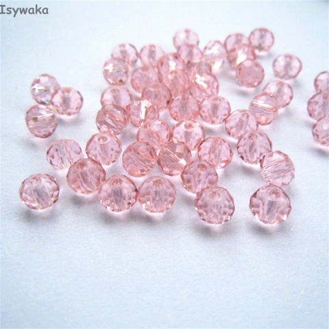 Isywaka colores rosa 4*6mm 50 Uds Rondelle Austria cuentas de vidrio de cristal facetado espaciador suelto cuentas redondas para la fabricación de joyas ► Foto 1/1