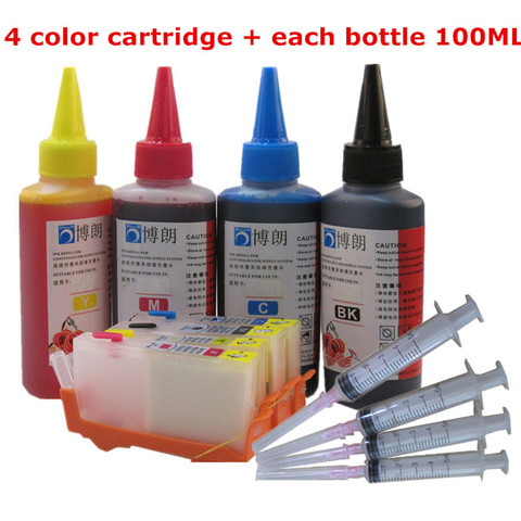 Cartucho de tinta recargable BLOOM 655 para HP Deskjet 3525/4615/4625/6525/400/6520 + botella de tinta Dey hp 4 colores Universal 5525 ml ► Foto 1/6