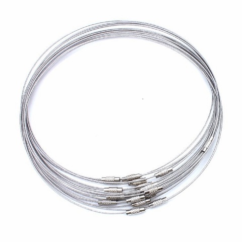 10 unids/lote 46 cm de plata collar de acero inoxidable de alambre de cable para DIY joyería ► Foto 1/5