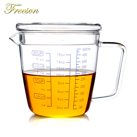 Taza medidora de vidrio de 250/500ml, jarra de leche, taza de vidrio  resistente al calor, báscula para té y café, segura para microondas -  Historial de precios y revisión