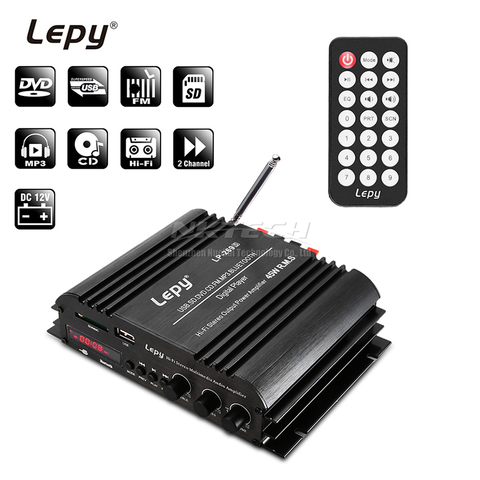 LP-269S Lepy-Amplificador de automóvil, con Bluetooth, reproductor Digital estéreo HIFI potencia de Audio de 2 canales y 45W, admite Multimedia SD, USB, FM, MP3, DVD y CD ► Foto 1/6