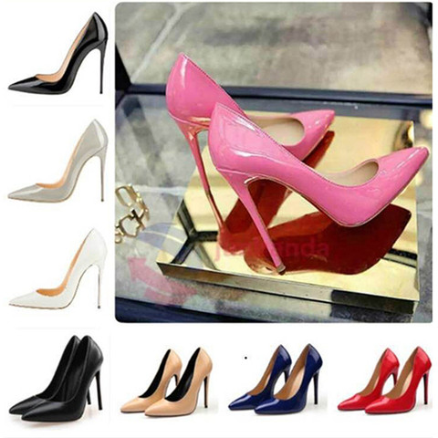 Zapatos mujer Tacones altos zapatos 11 cm Tacones puntiagudos Stilettos Talon mujer Sexy señoras zapatos de boda Tacones negros grandes tamaño 35-44 ► Foto 1/6