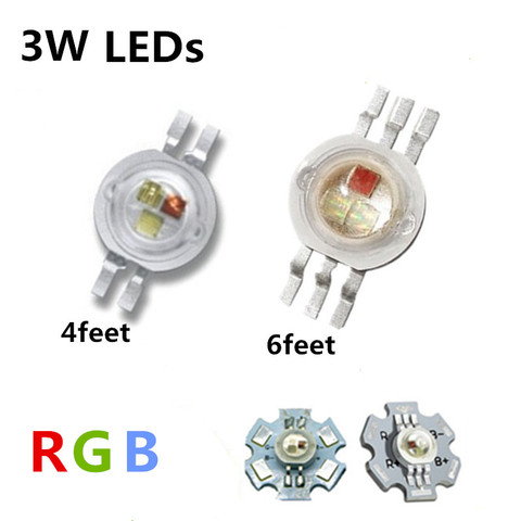 LED de alta potencia de 3 W RGB COB LED perlas de 3 W lámpara de luz 4pin/ 6 pin Color rojo verde azul para DIY foco de proyección LED ► Foto 1/4