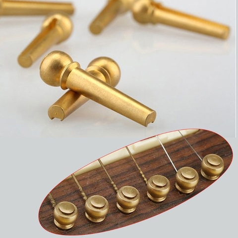 Accesorios de guitarra de Metal Pin 6 piezas Brass guitarra pernos del puente Pin final para Folk Acoustic Guitar Parts Accesorios ► Foto 1/6