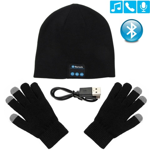 Gorro de invierno con auriculares y Bluetooth, gorro para escuchar música, altavoz de auricular con Bluetooth y micrófono ► Foto 1/6