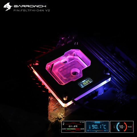 Barrowch bloque de agua de la CPU de INTEL LGA1150 1151, 1155, 1156, 2011X99/luz RGB compatible con 5 V GND 3PIN cabecera placa base ► Foto 1/1