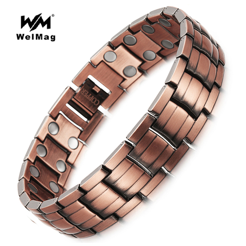 Pulseras y brazaletes de cobre magnéticos de sanación de WelMag para hombres, imán de doble fila de Bio energía, pulseras de cobre sólido para hombres, joyería ► Foto 1/6