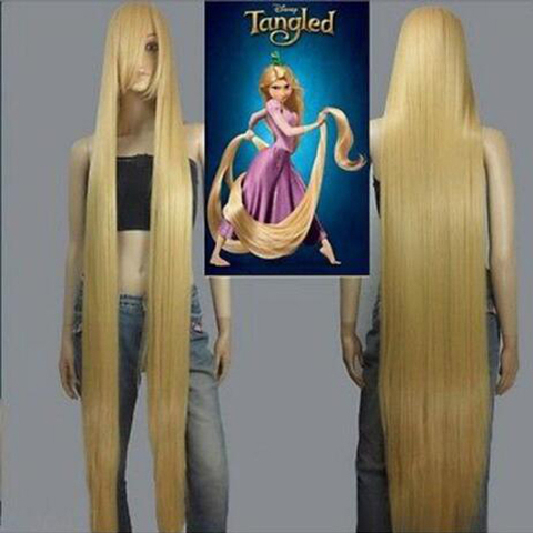 Película Rapunzel-Peluca de cabello largo para Cosplay, Peluca de cabello largo, color dorado, liso, 150cm ► Foto 1/1