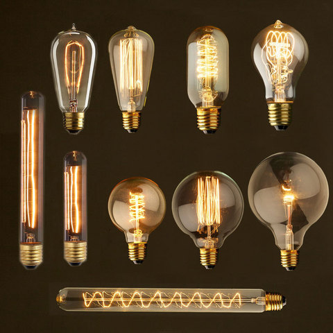 Edison bombilla lampada retro lámpara incandescente ampolla vintage E27 40 W 220 V para la decoración de la bombilla de filamento E27 colgante luces de bulbo ► Foto 1/6
