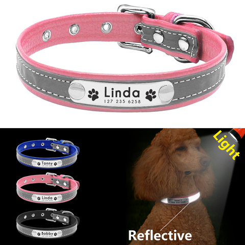 Collar reflectivo para perro, collares personalizados para perro, Collar acolchado de cuero para perros pequeños medianos, Chihuahua Yorkie ► Foto 1/6