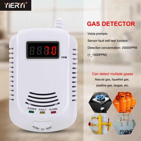 Yieryi hogar Combustible LPG detector de Gas LNG carbón Gas Natural escape alarma Sensor voz seguridad alarma Sensor de advertencia ► Foto 1/1