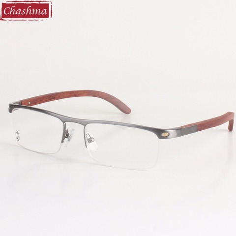 Chashma Super calidad de los hombres gafas de titanio marcos de madera templo gafas marco marca diseñador gafas hombres ► Foto 1/2