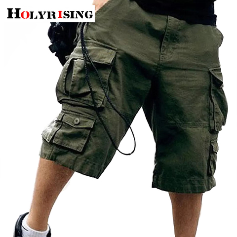 Holyrising-pantalones cortos de camuflaje para hombre, 100% de algodón con múltiples bolsillos, militar, Cargo, 11 colores, 18803 a 5 ► Foto 1/6