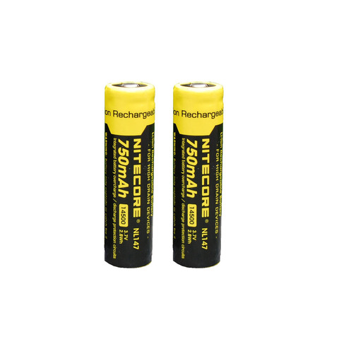 Batería recargable de iones de litio NITECORE 14500 NL1485, 850mAh, 3,7 V, 3,15 WH, botón superior, linterna, 2 uds. ► Foto 1/3